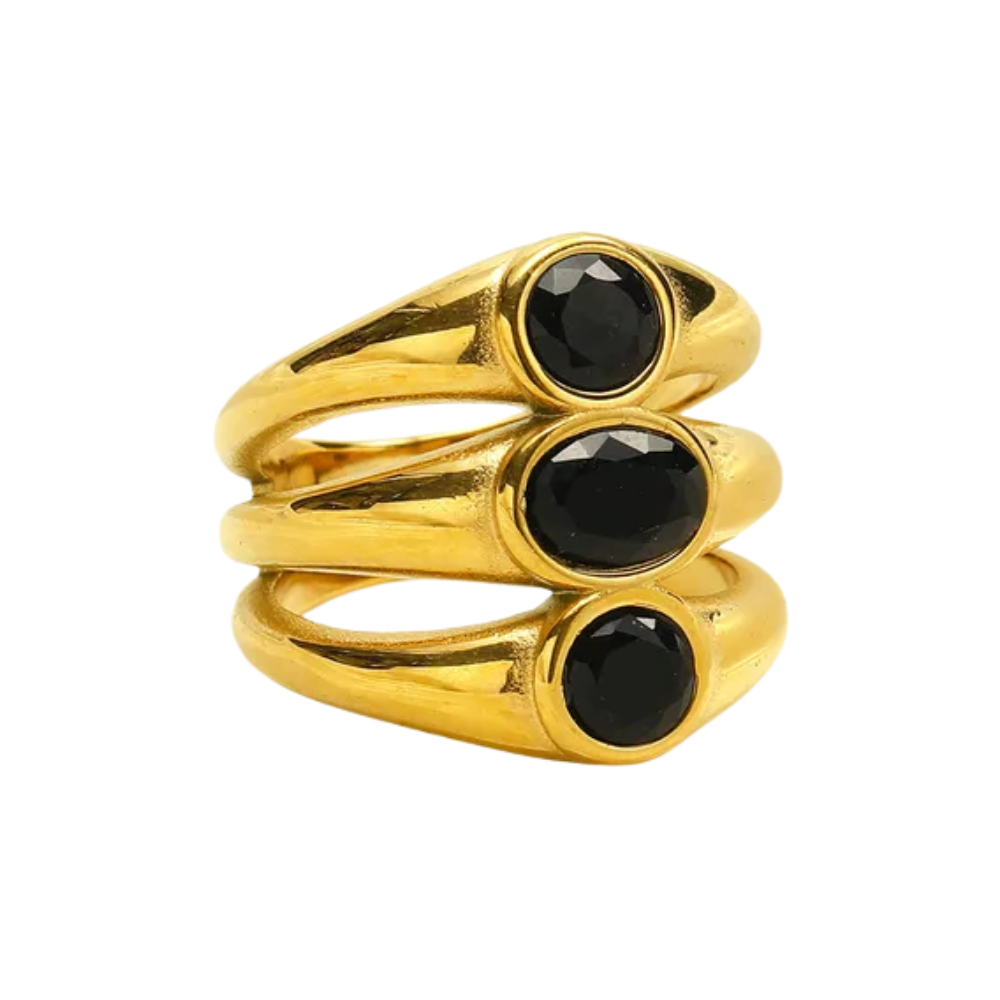 Gold Plated Triple Layer Zircon Crystal Ring