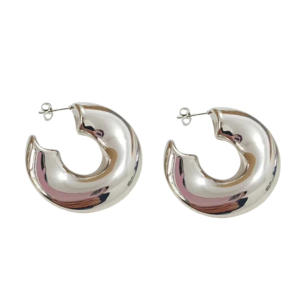 Wavy Hoop Earrings - Pair - Stainless Steel