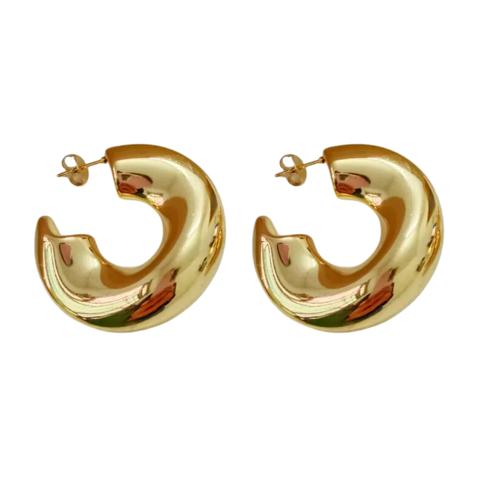 Wavy Hoop Earrings - Pair - Stainless Steel