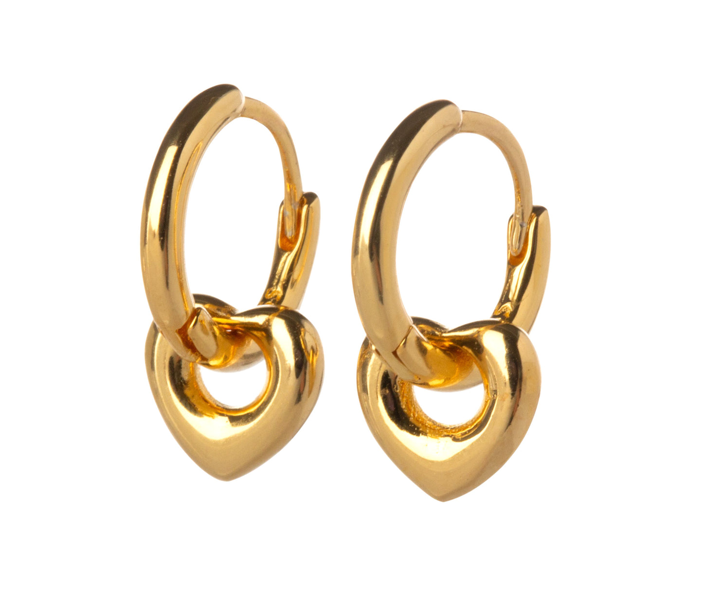 Heart Huggie Hoop Earrings - Pair - 925 Sterling Silver