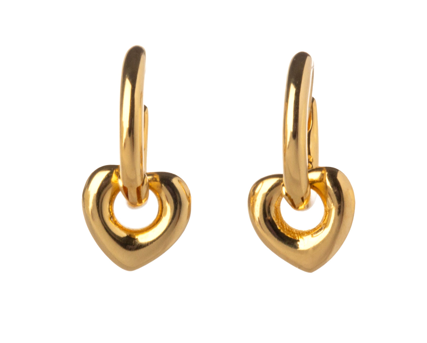 Heart Huggie Hoop Earrings - Pair - 925 Sterling Silver