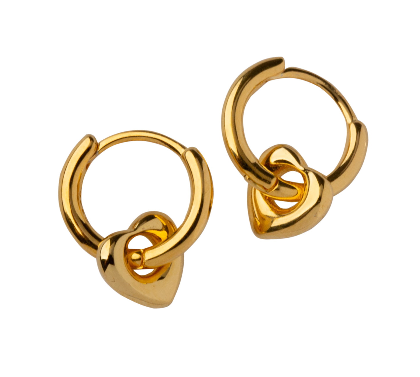 Heart Huggie Hoop Earrings - Pair - 925 Sterling Silver