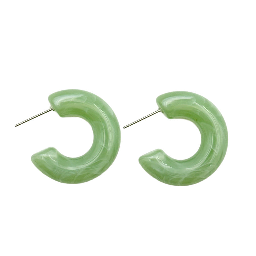 Acrylic 8mm C-Shaped Hoop Earrings - Pair