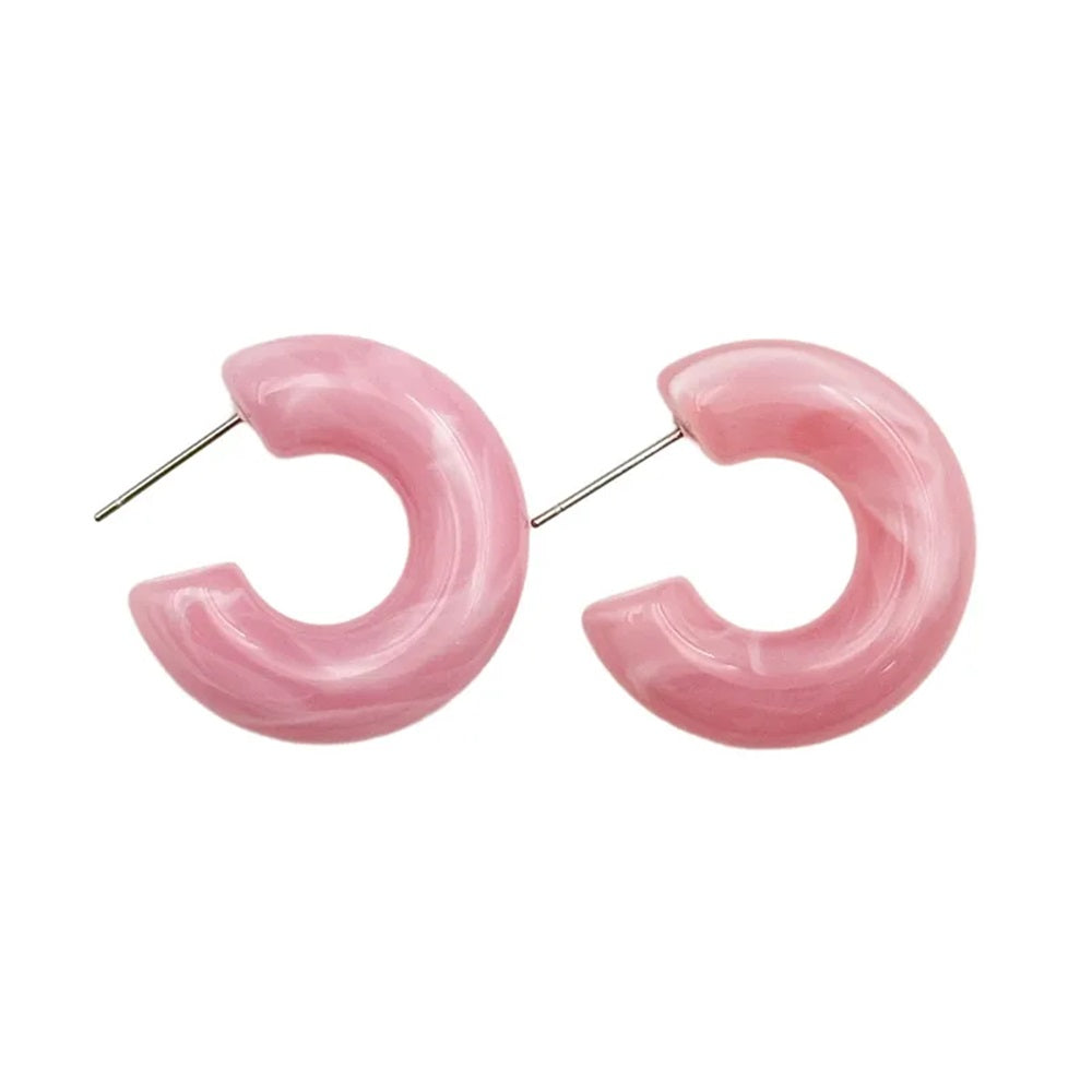 Acrylic 8mm C-Shaped Hoop Earrings - Pair