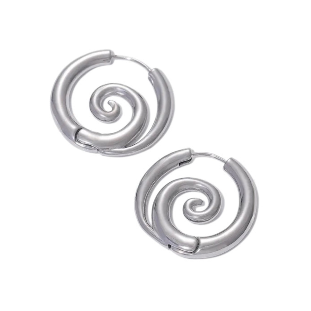 Faux Stretched 8GA Spiral Hoop Earrings - Pair - Stainless Steel Faux Stretched 8GA Spiral Hoop Earrings - Pair - Stainless Steel