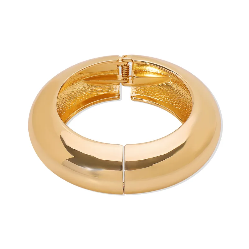 Thick Polished Hinged Bangle Bracelet
