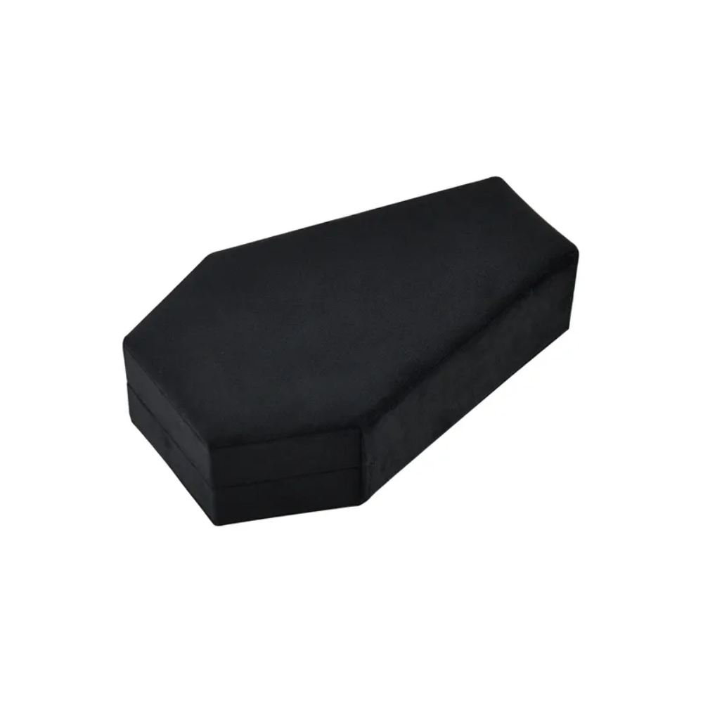 Black Velvet Coffin Shaped Jewelry Box