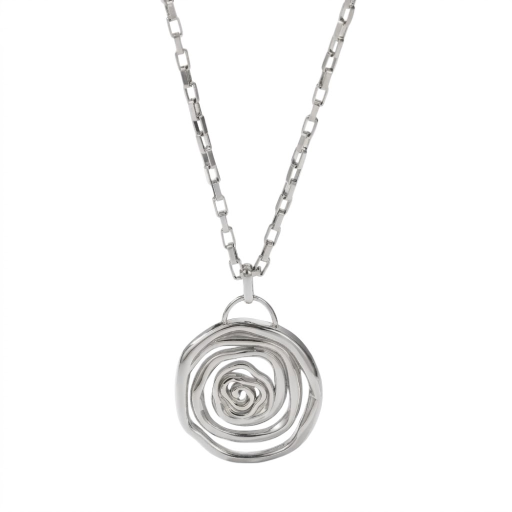 Wavy Spiral Pendant Necklace - 304 Stainless Steel