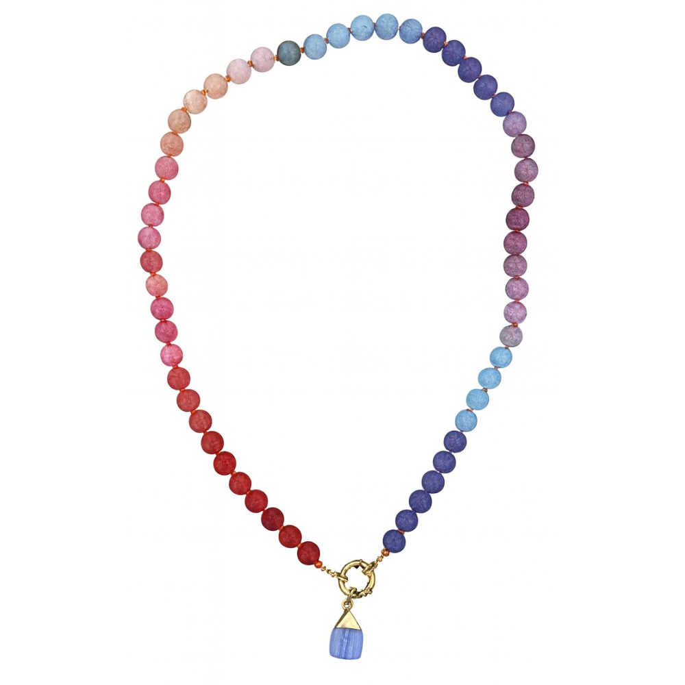 Colorful Beaded Charm Pendant Necklace - 18k Gold Plated Stainless Steel
