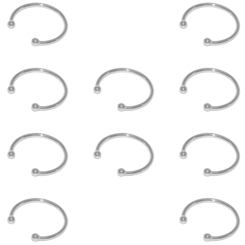 Set of 10 Double Ball End Adjustable Rings - Stainless Steel