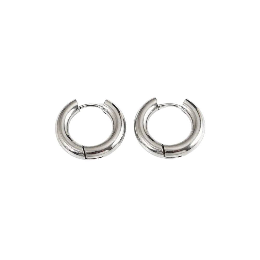 3mm Thick Hinged Hoop Earrings - Pair - Titanium Steel