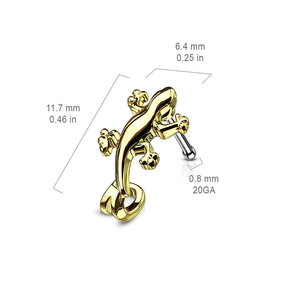 Gecko Lizard Nose Bone Stud - Stainless Steel