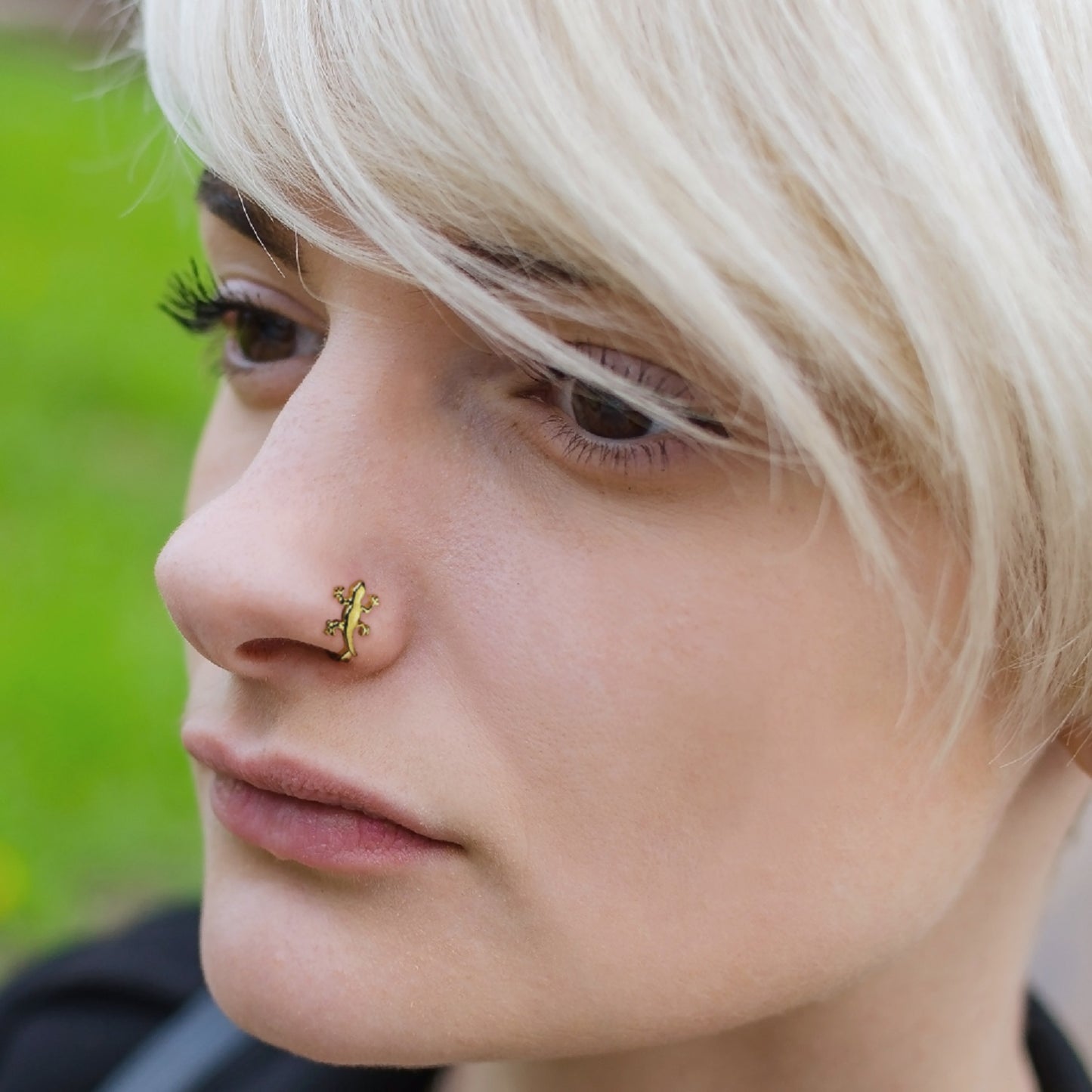 Gecko Lizard Nose Bone Stud - Stainless Steel