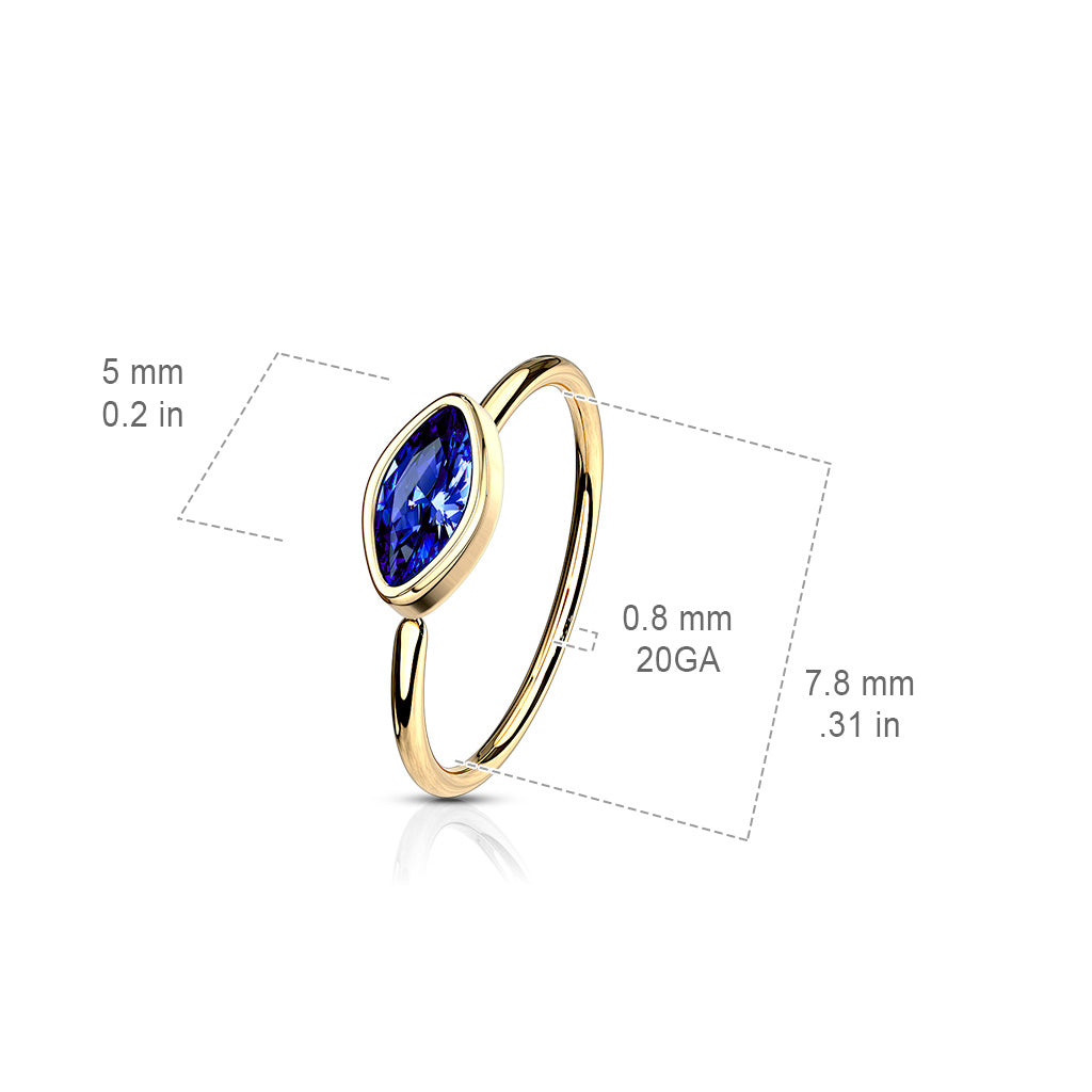 Marquise CZ Crystal Bezel Set Bendable Hoop Nose Ring
- 316L Stainless Steel