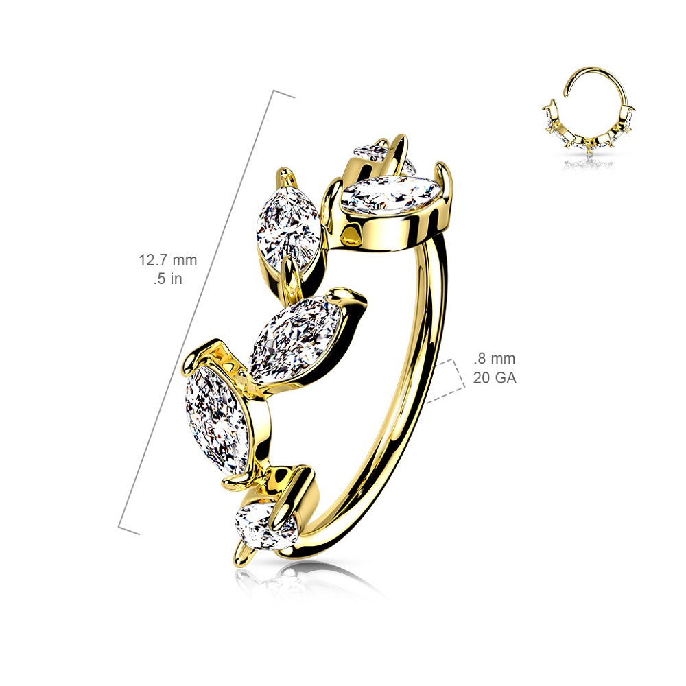 Multi Marquise CZ Crystal Vine Bendable Hoop Ring - Brass