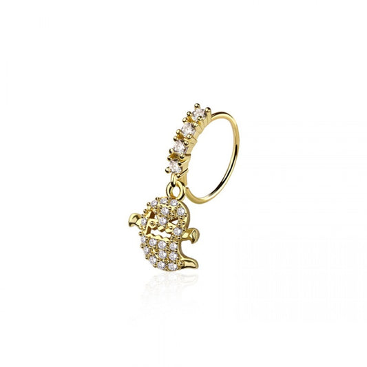 CZ Crystal Dangling Flying Ghost Bendable Nose Ring - 316L Stainless Steel