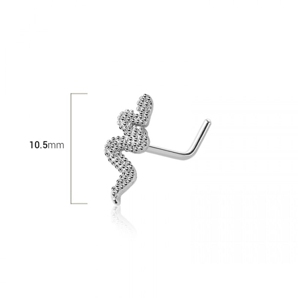 Snake L-Bend Nose Stud - 316L Stainless Steel