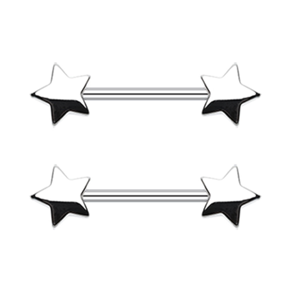 Star Ends Nipple Barbells - Pair - Stainless Steel