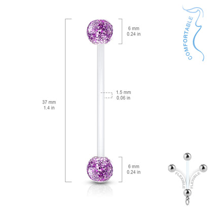 Set of 5 Glitter Ball BioFlex Pregnancy Maternity Belly Button Ring Retainers
