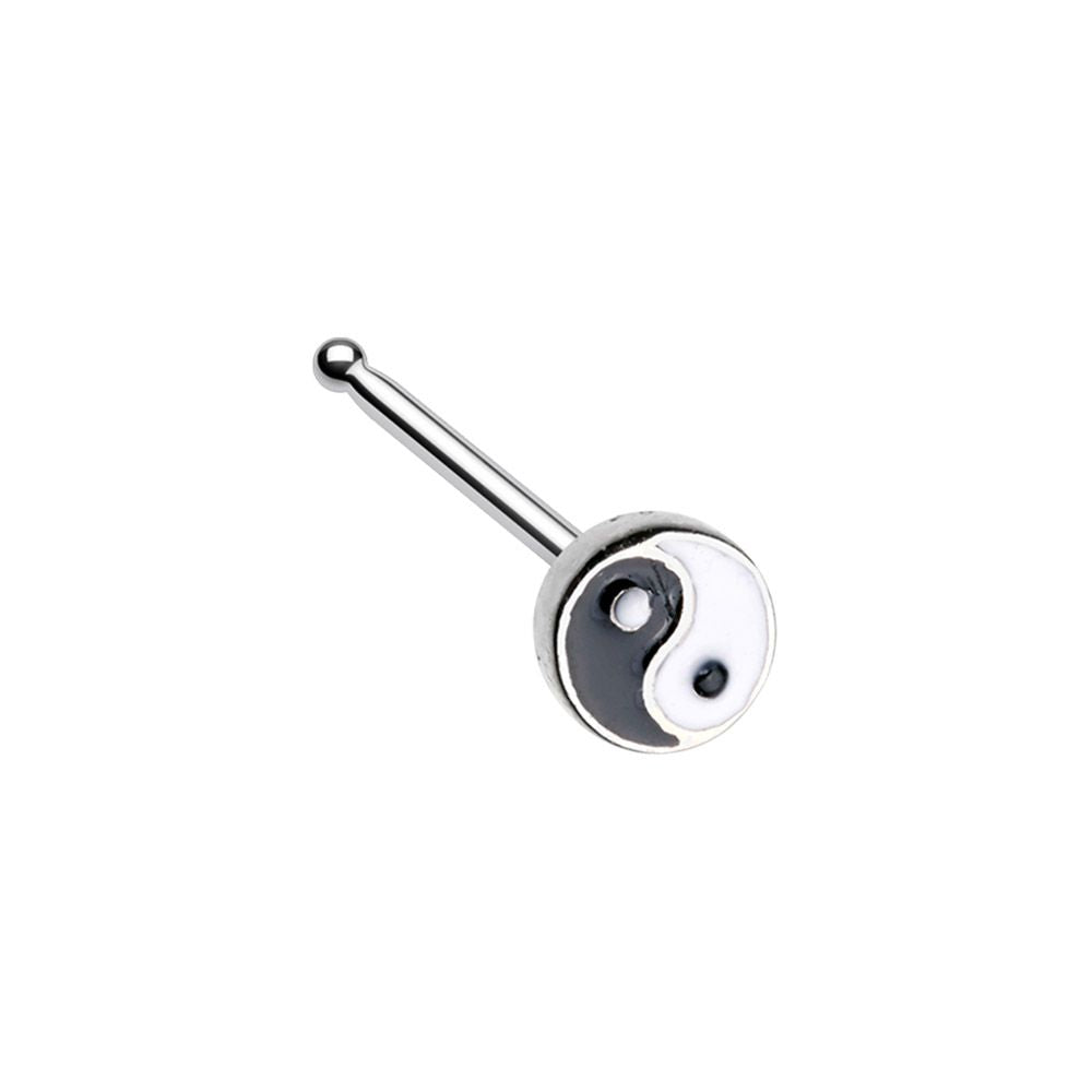 Enamel Yin Yang Nose Bone Stud - Stainless Steel