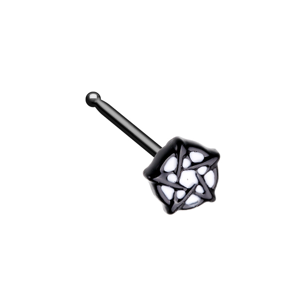 Gothic Black Pentagram Nose Bone Stud - 316L Stainless Steel