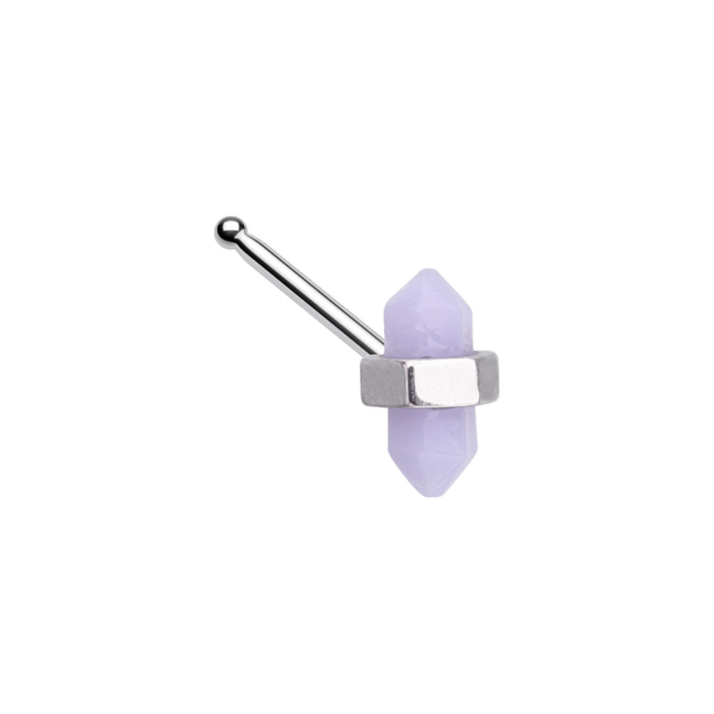 Crystal Shaped Nose Bone Stud - Stainless Steel