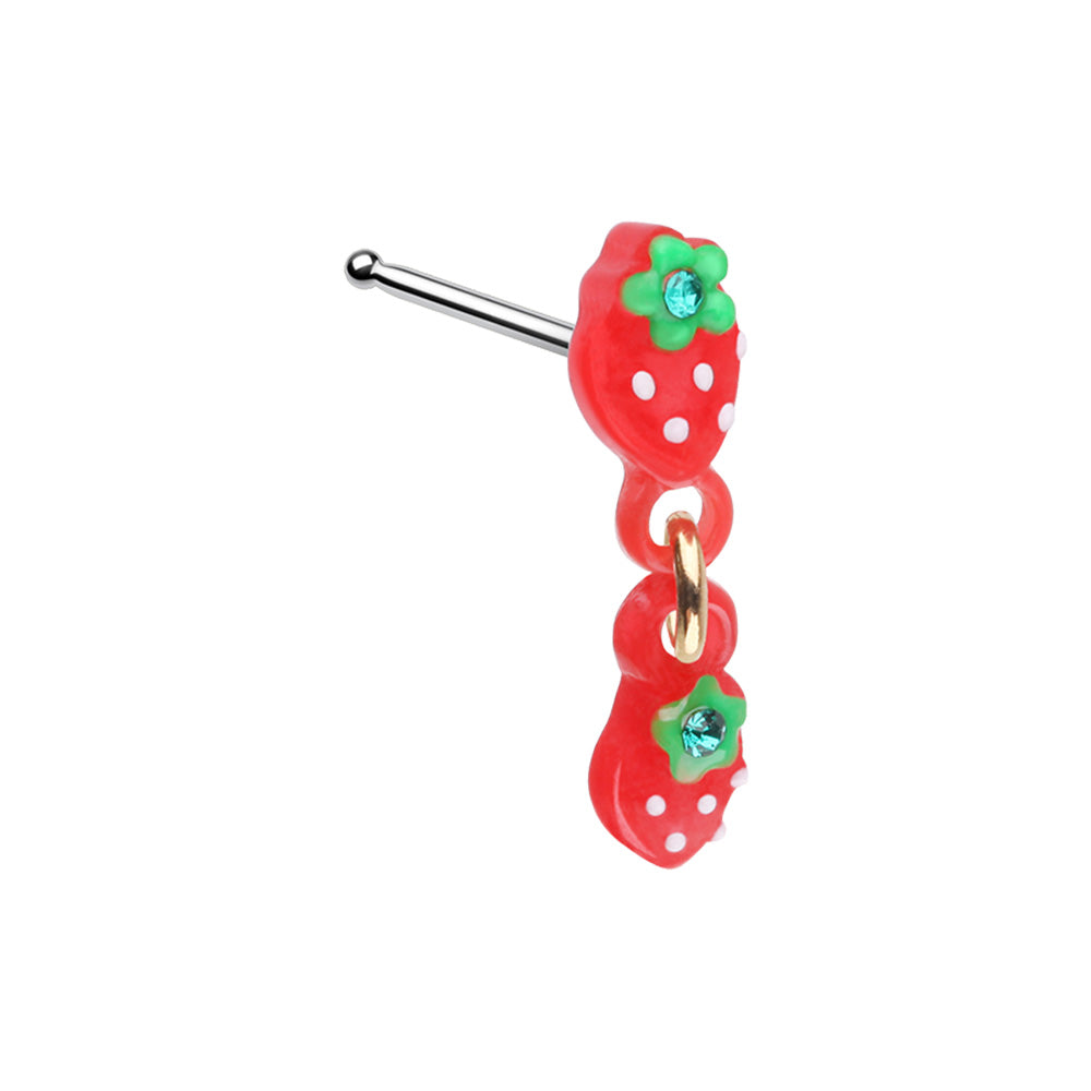 Double Dangling Strawberry Nose Bone Stud - Stainless Steel