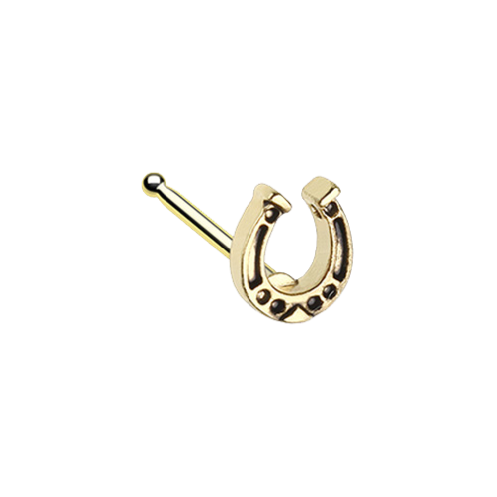 Lucky Horseshoe Nose Bone Stud - Stainless Steel
