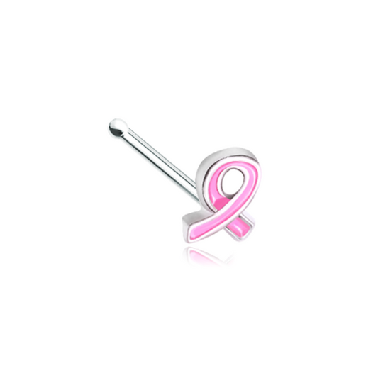 Pink Ribbon Breast Cancer Awareness Nose Bone Stud - Stainless Steel