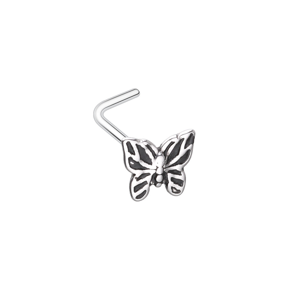 Butterfly L-Bend Nose Stud - 316L Stainless Steel