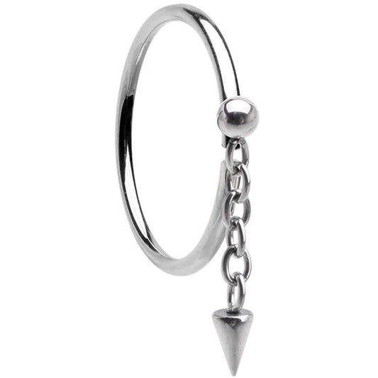 Ball and Chain Dangling Spike Bendable Nose Ring - Stainless Steel
