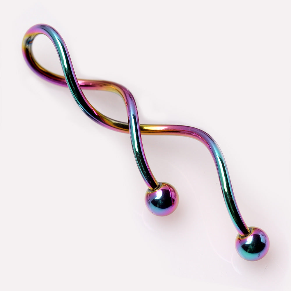 Spiral Dangling Earrings with Ball Ends - Pair - 316L Stainless Steel