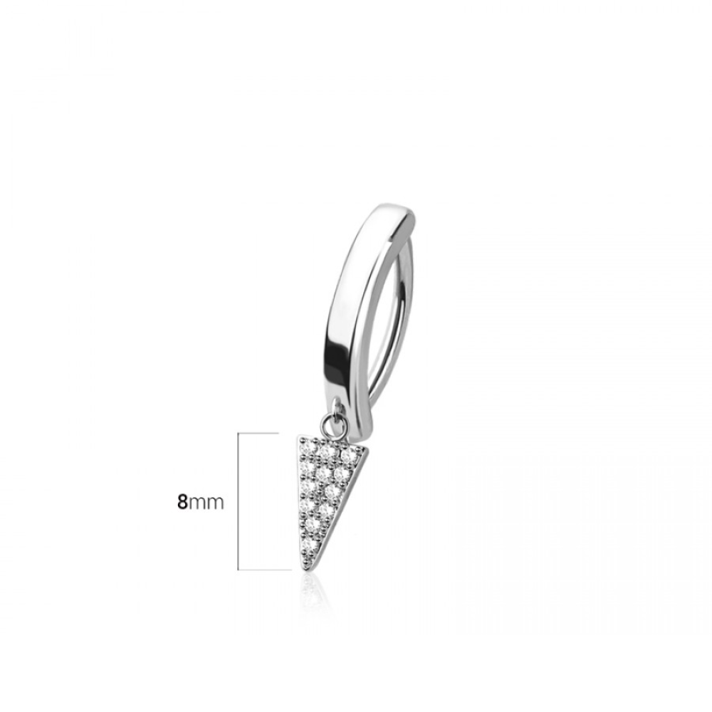Dangling CZ Crystal Spike Hinged Curved Bar Clicker Belly Button Ring - 316L Stainless Steel