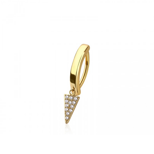 Dangling CZ Crystal Spike Hinged Curved Bar Clicker Belly Button Ring - 316L Stainless Steel