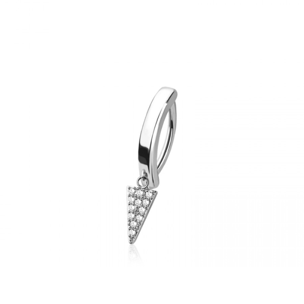 Dangling CZ Crystal Spike Hinged Curved Bar Clicker Belly Button Ring - 316L Stainless Steel