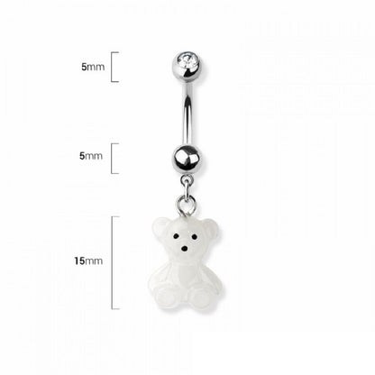 Teddy Bear Dangling Belly Button Ring - 316L Stainless Steel