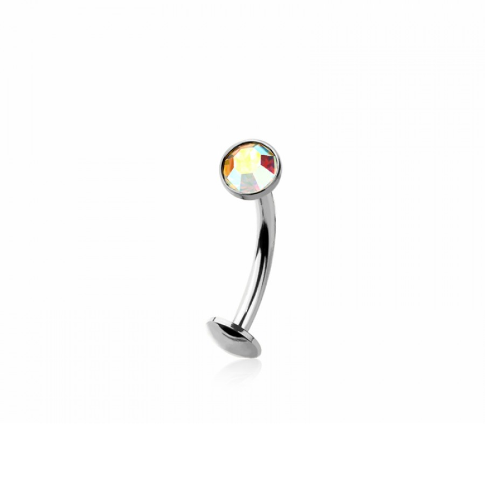 Threadless CZ Crystal Floating Belly Button Ring - 316L Stainless Steel