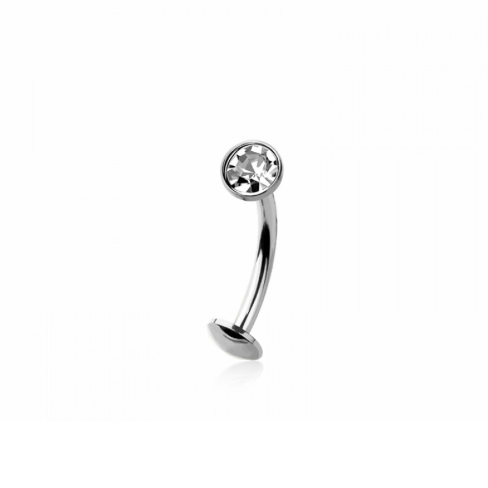 Threadless CZ Crystal Floating Belly Button Ring - 316L Stainless Steel