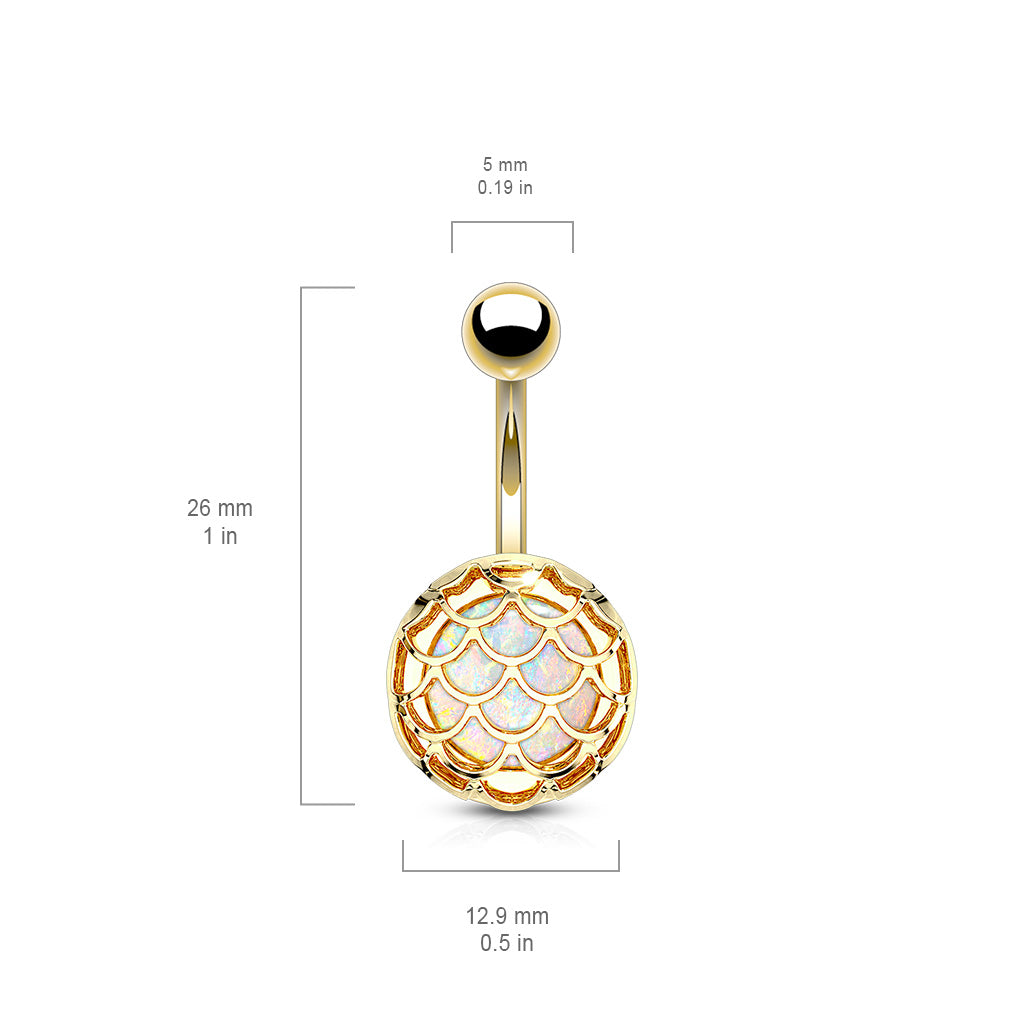 Mermaid Scale Synthetic Glitter Opal Belly Button Ring
- Stainless Steel