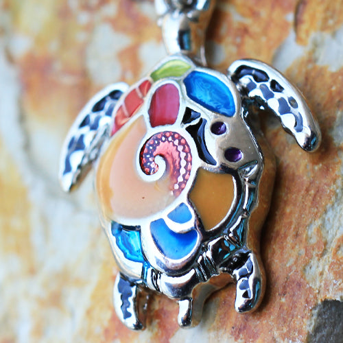 Aloha Multicolor Sea Turtle Belly Button Ring - 316L Stainless Steel