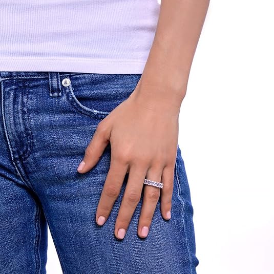 Emerald-Cut Gemstone Eternity Ring