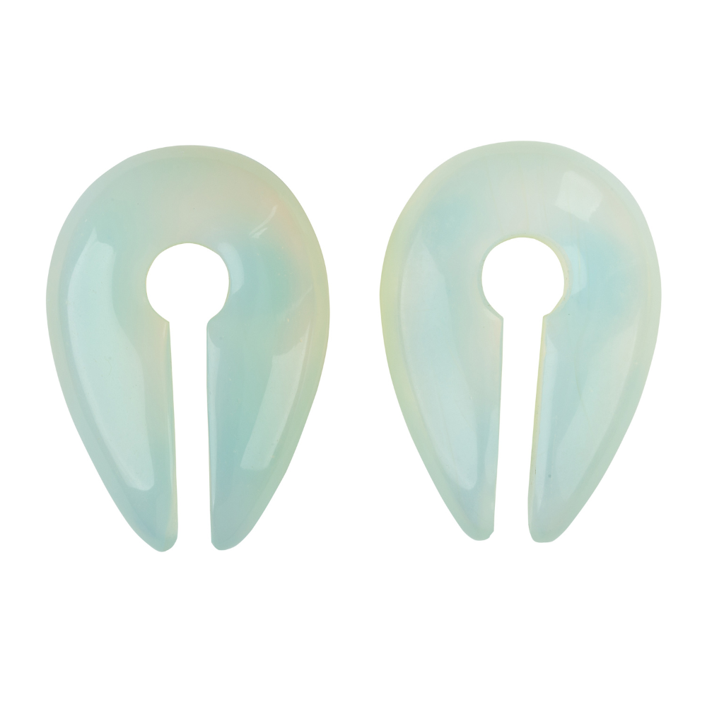 Opalite Keyhole Hanging Ear Weights - Pair