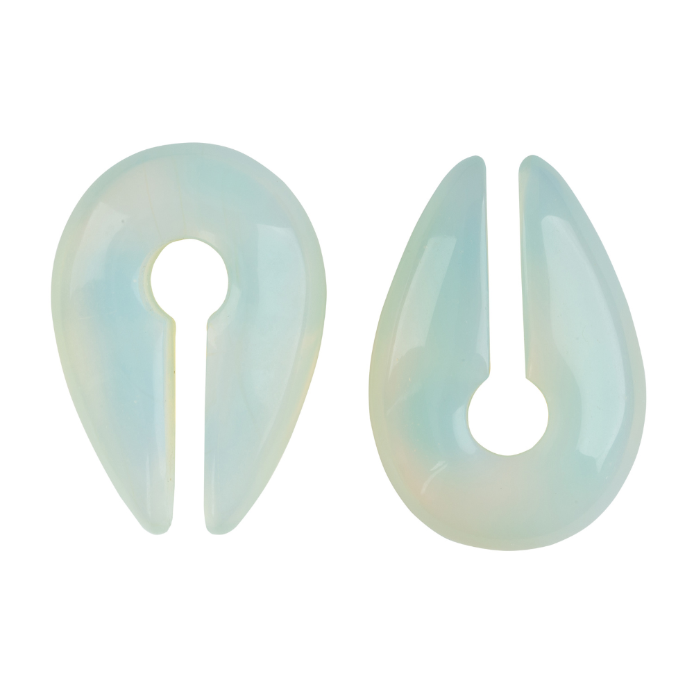 Opalite Keyhole Hanging Ear Weights - Pair
