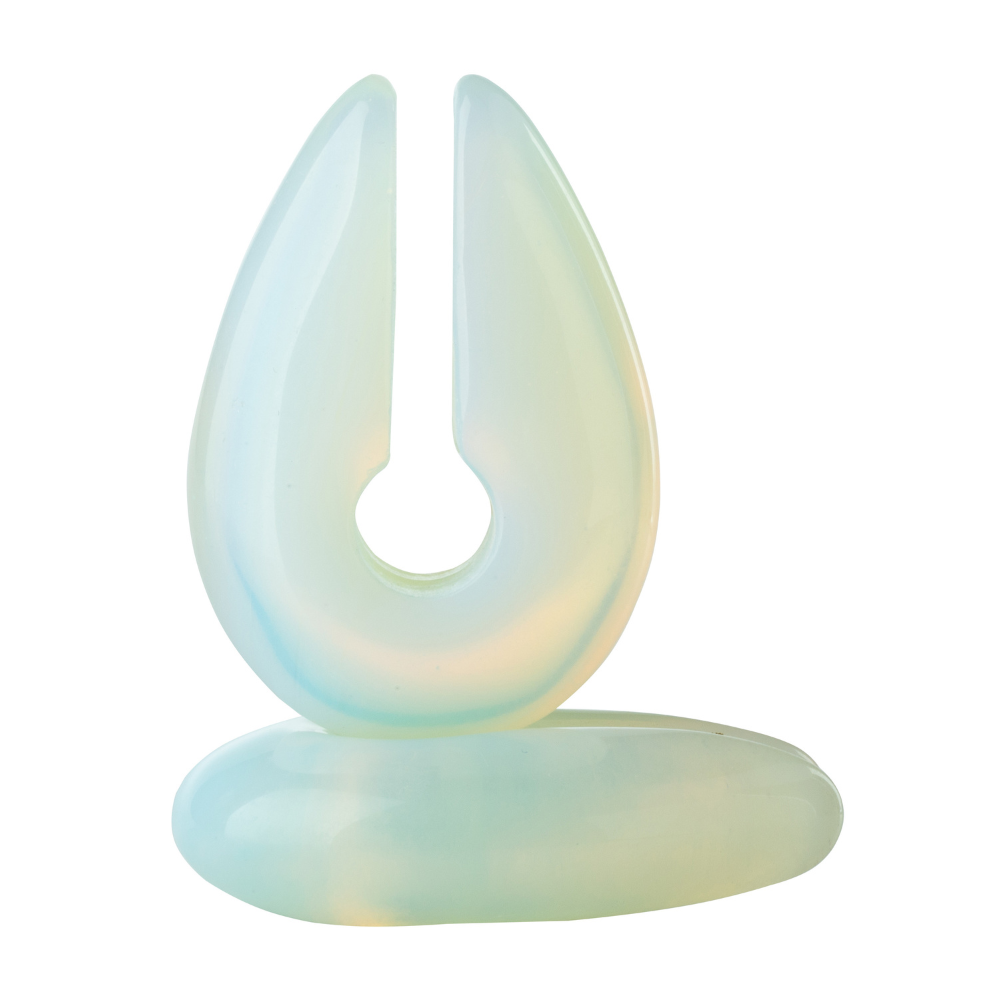 Opalite Keyhole Hanging Ear Weights - Pair