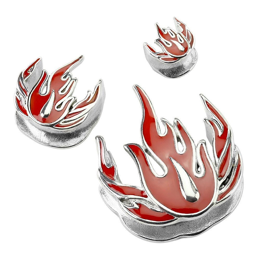 Red Flame Saddle Spreader Ear Gauges
- 316L Stainless Steel - Pair