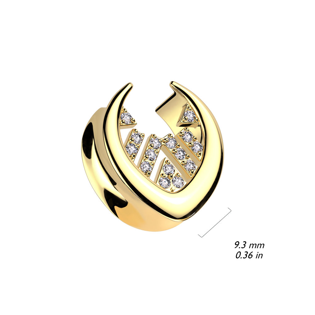 CZ Crystal Paved Center Saddle Tunnels - Pair - 316L Stainless Steel