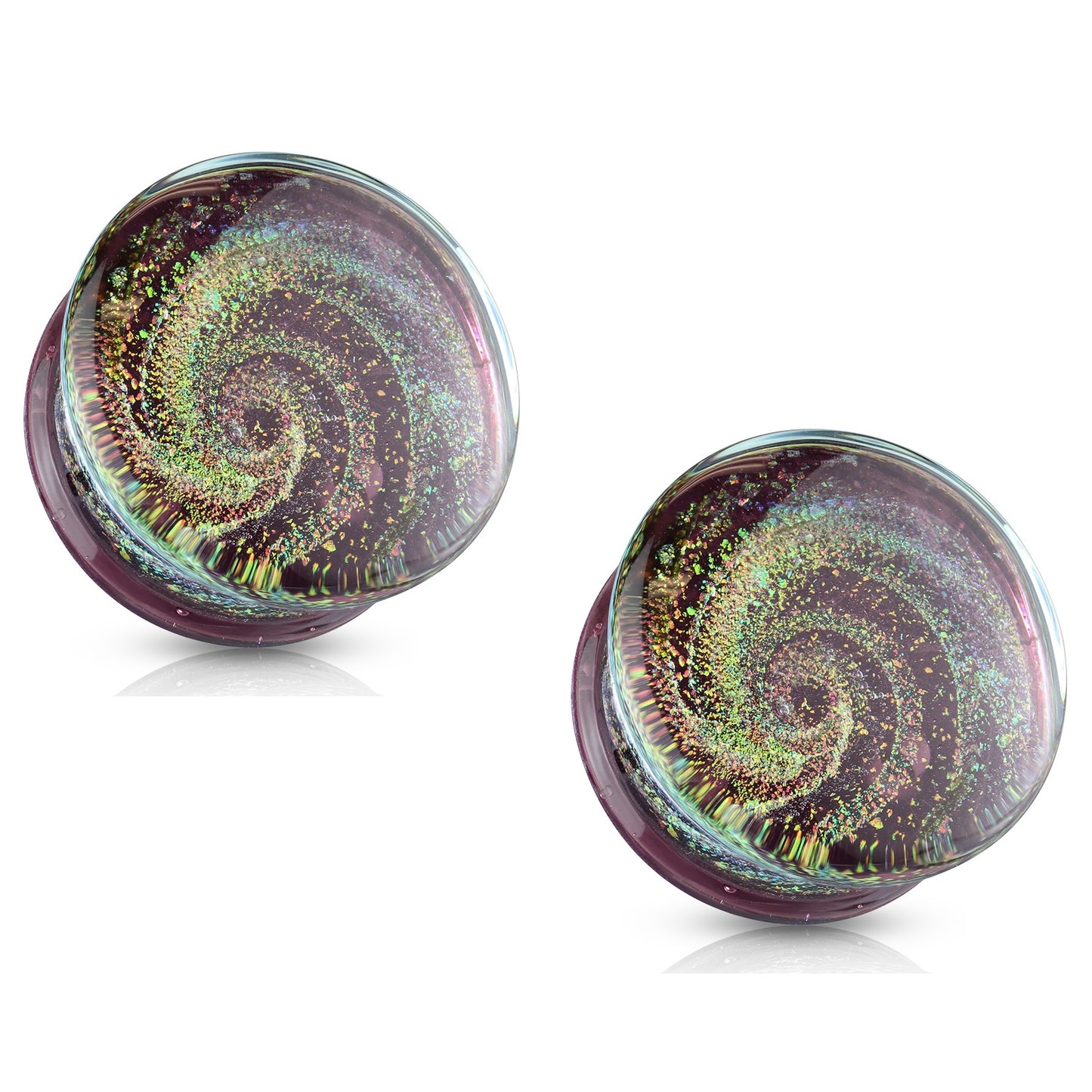 Purple Galaxy Sparkle Swirl Double Flared Glass Plugs
- Pair