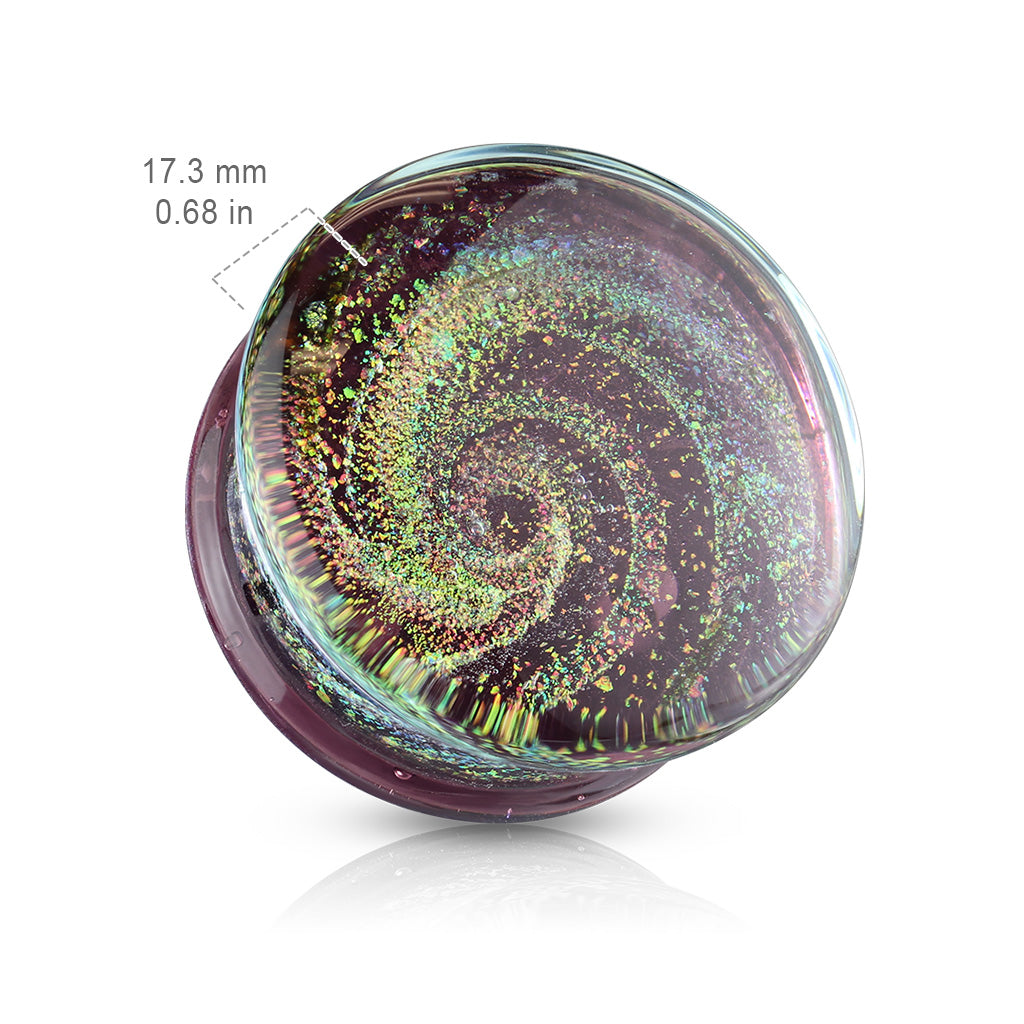 Purple Galaxy Sparkle Swirl Double Flared Glass Plugs
- Pair