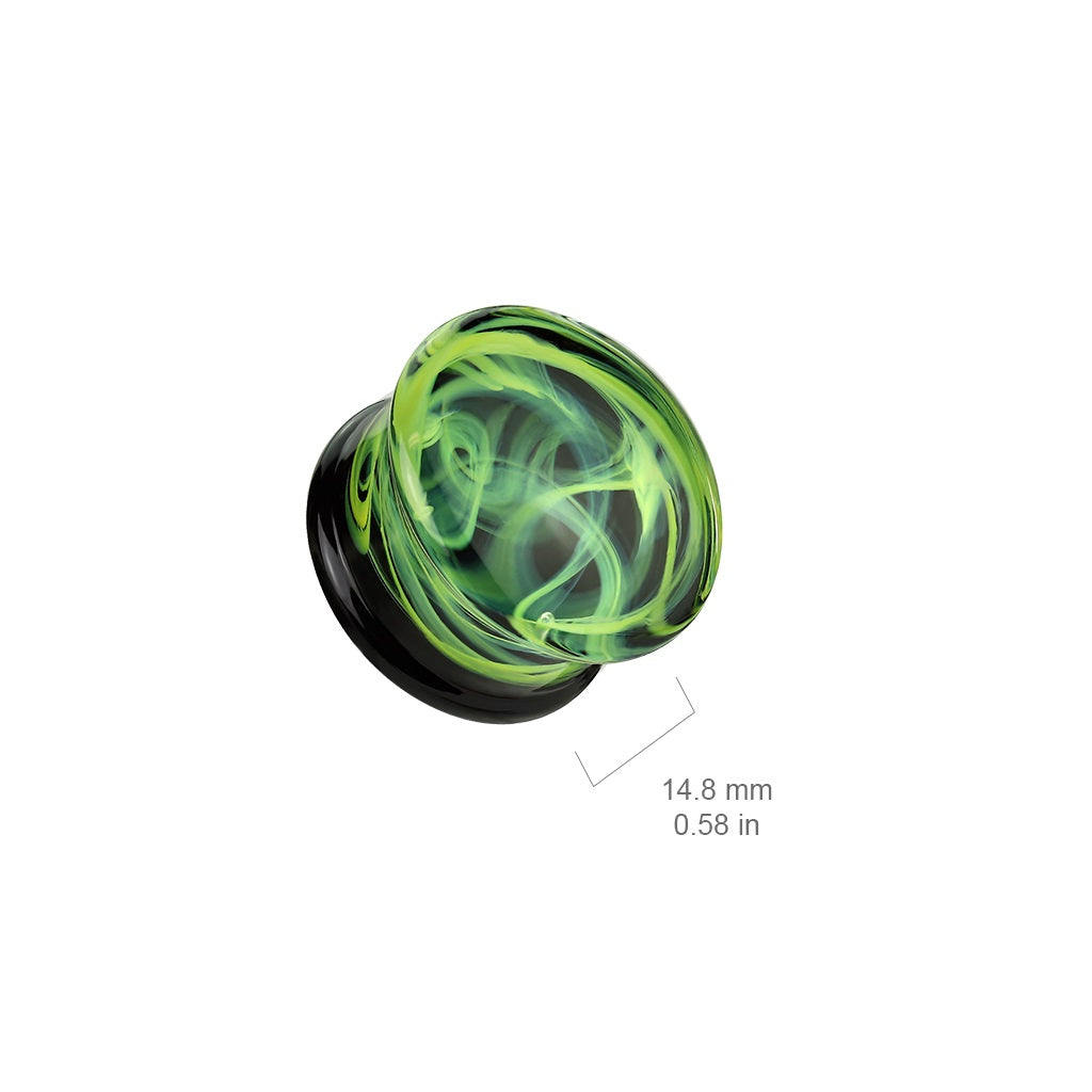Green Swirling Smoke Glass Double Flared Plugs - Pair
