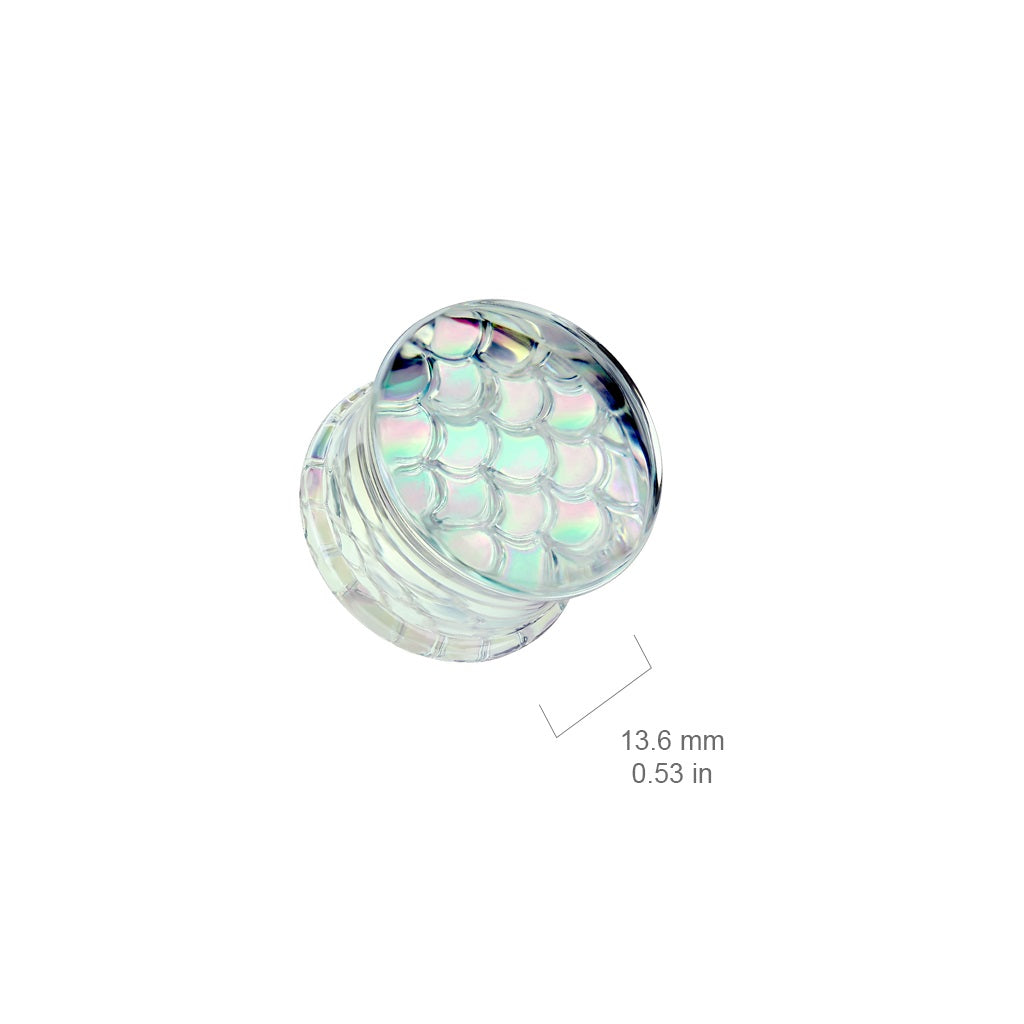 Pyrex Glass Iridescent Mermaid Scales Double Flared Plugs - Pair